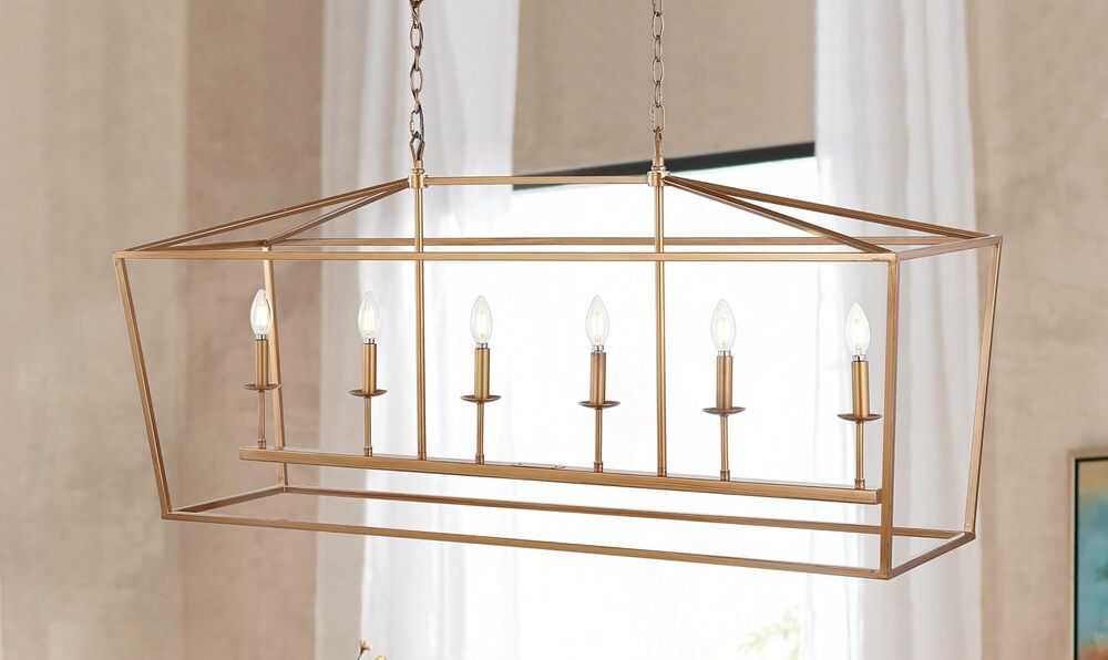 JONATHAN Y Pagoda LED Lantern Pendant Light Metal Cage